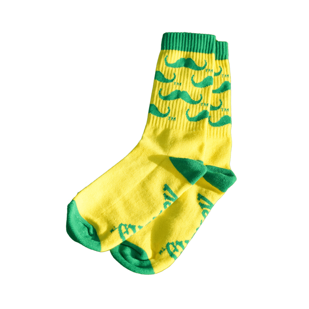 ROWDIES YELLOW AND GREEN MUSTACHE ADULT SOCKS - The Bay Republic | Team Store of the Tampa Bay Rays & Rowdies