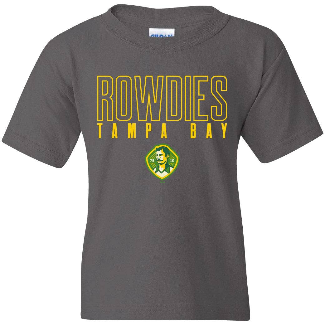 Rowdies Youth Grey Yellow Rowdies Crest T-Shirt - The Bay Republic | Team Store of the Tampa Bay Rays & Rowdies