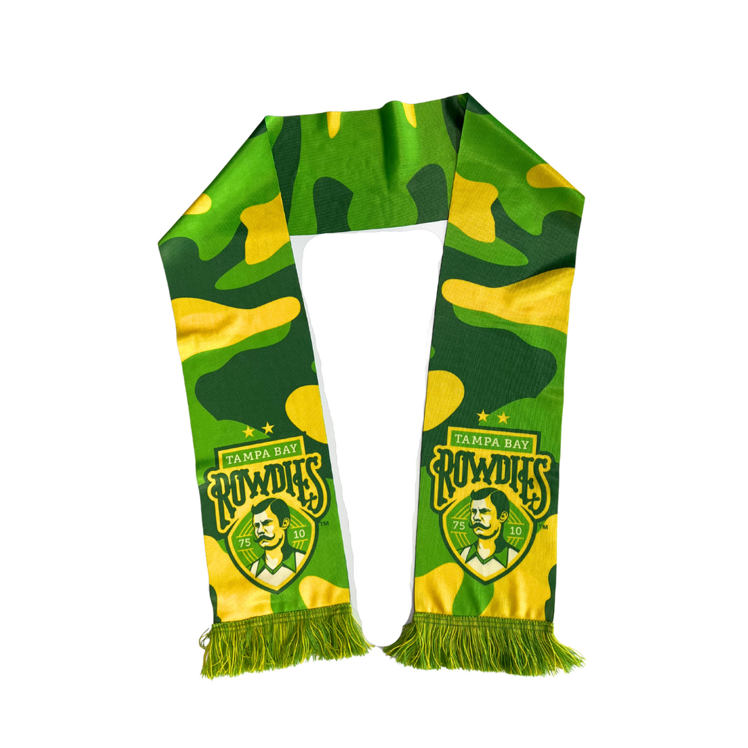 ROWDIES GREEN AND YELLOW CAMO CREST SCARF