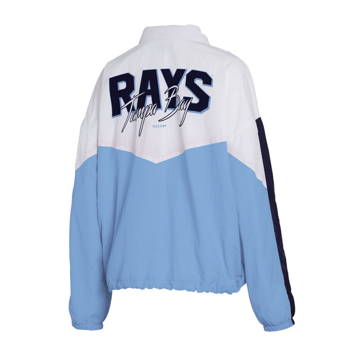 Rays Women's WEAR by Erin Andrews Blue Colorblock Full-Zip Windbreaker Jacket