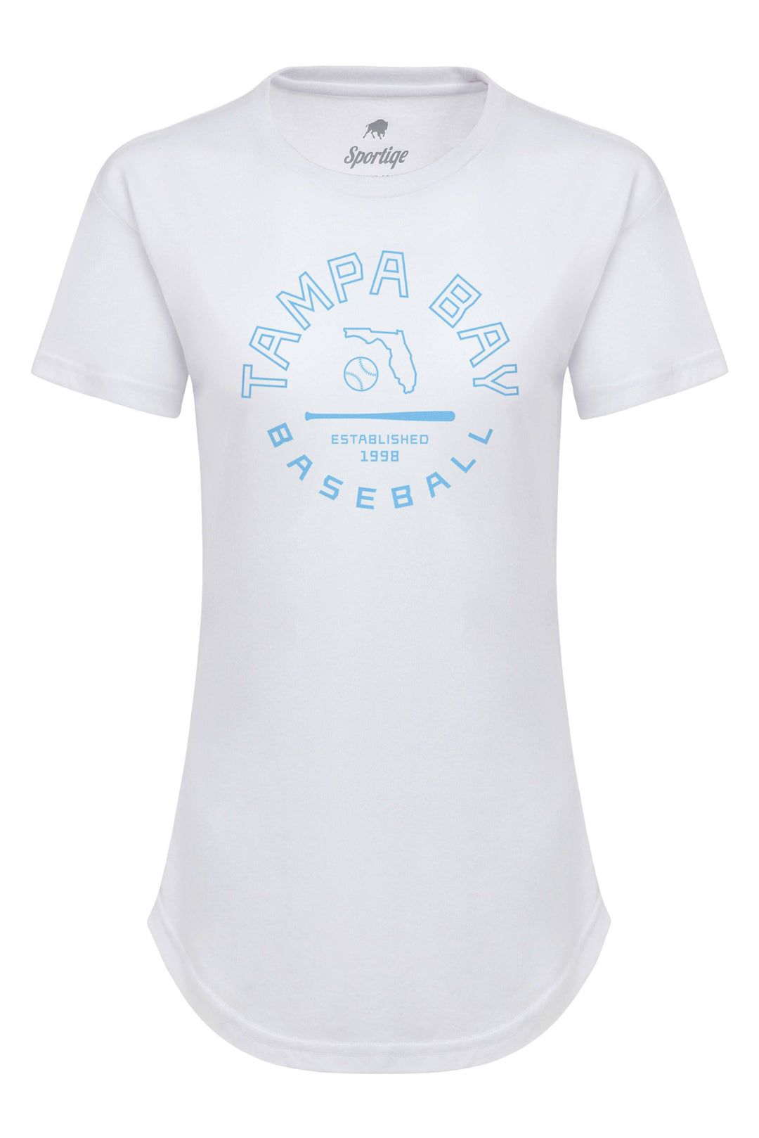 WOMEN'S WHITE TAMPA BAY BASEBALL EST 1998 SPORTIQE T-SHIRT - The Bay Republic | Team Store of the Tampa Bay Rays & Rowdies