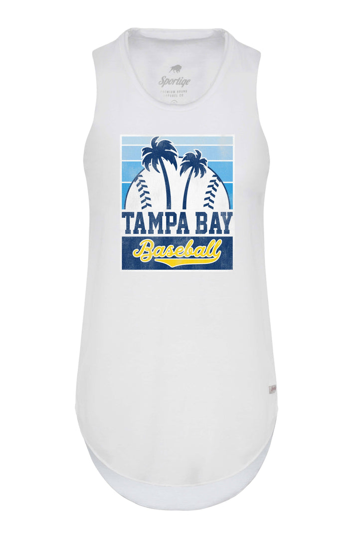 WOMEN'S WHITE TAMPA BAY BASEBALL PALM TREES SPORTIQE TANK TOP - The Bay Republic | Team Store of the Tampa Bay Rays & Rowdies