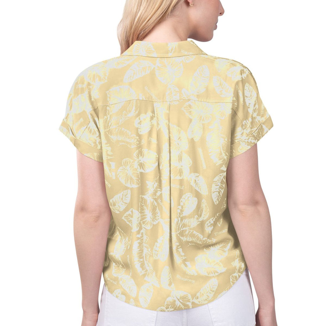 Rays Women's Margaritaville Yellow Floral Tie Front Hawaiian Shirt