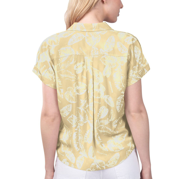 Rays Women's Margaritaville Yellow Floral Tie Front Hawaiian Shirt