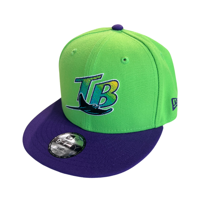 RAYS YOUTH LIME GREEN AND PURPLE DEVIL RAYS COOP NEW ERA 9FIFTY SNAPBACK HAT