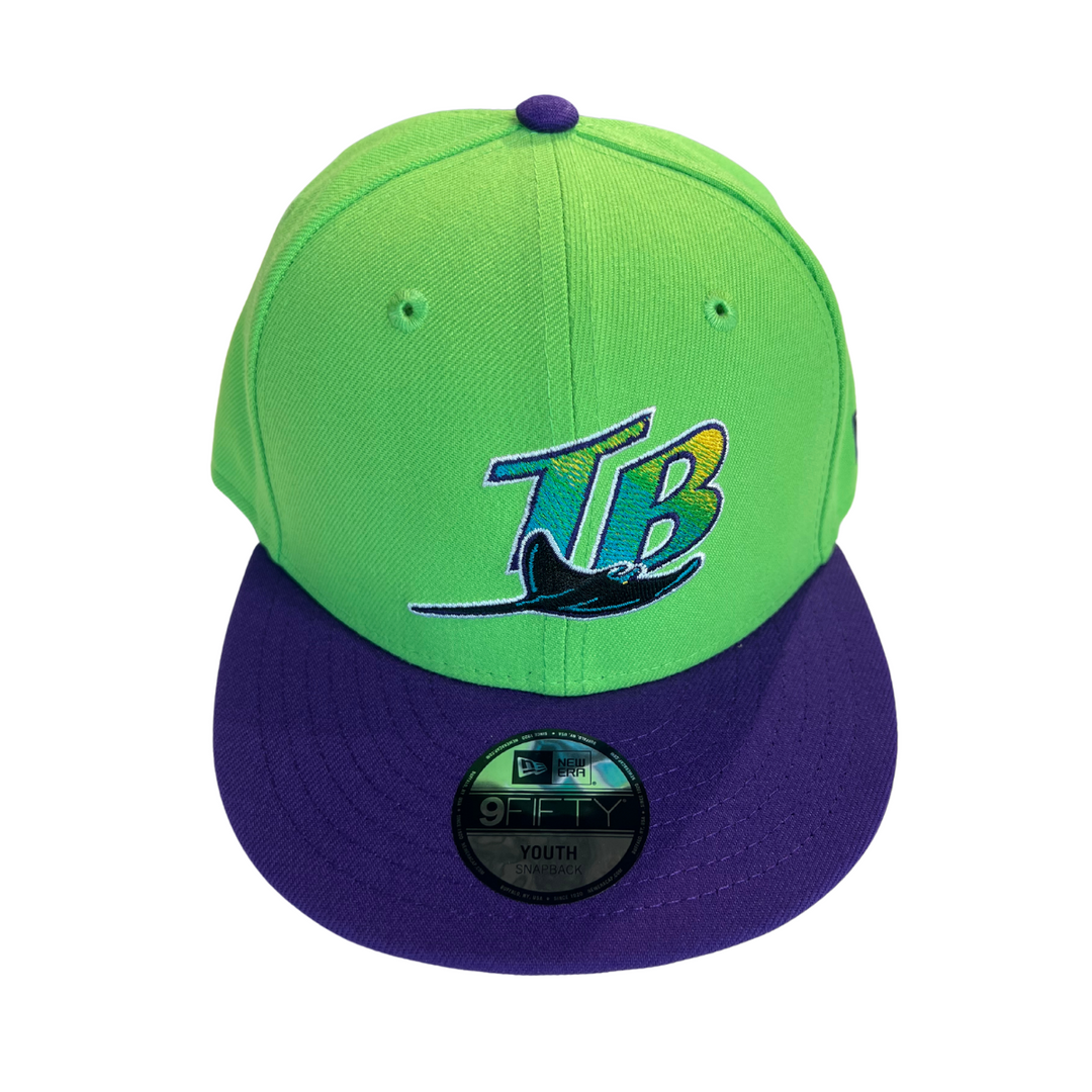 RAYS YOUTH LIME GREEN AND PURPLE DEVIL RAYS COOP NEW ERA 9FIFTY SNAPBACK HAT