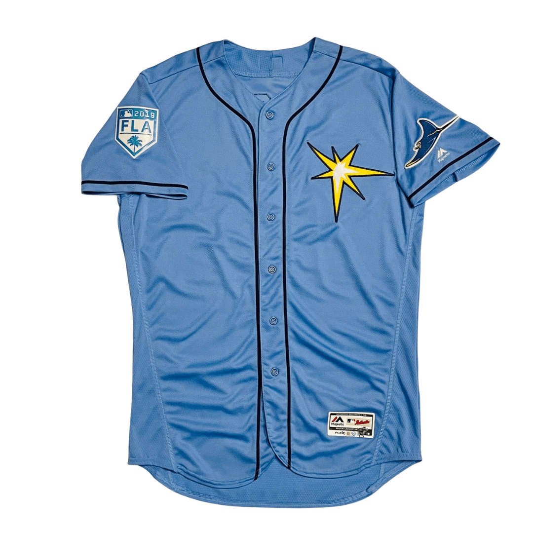 KEVIN CASH TEAM ISSUED AUTHENTIC AUTOGRAPHED SPRING TRAINING BURST RAYS JERSEY - The Bay Republic | Team Store of the Tampa Bay Rays & Rowdies