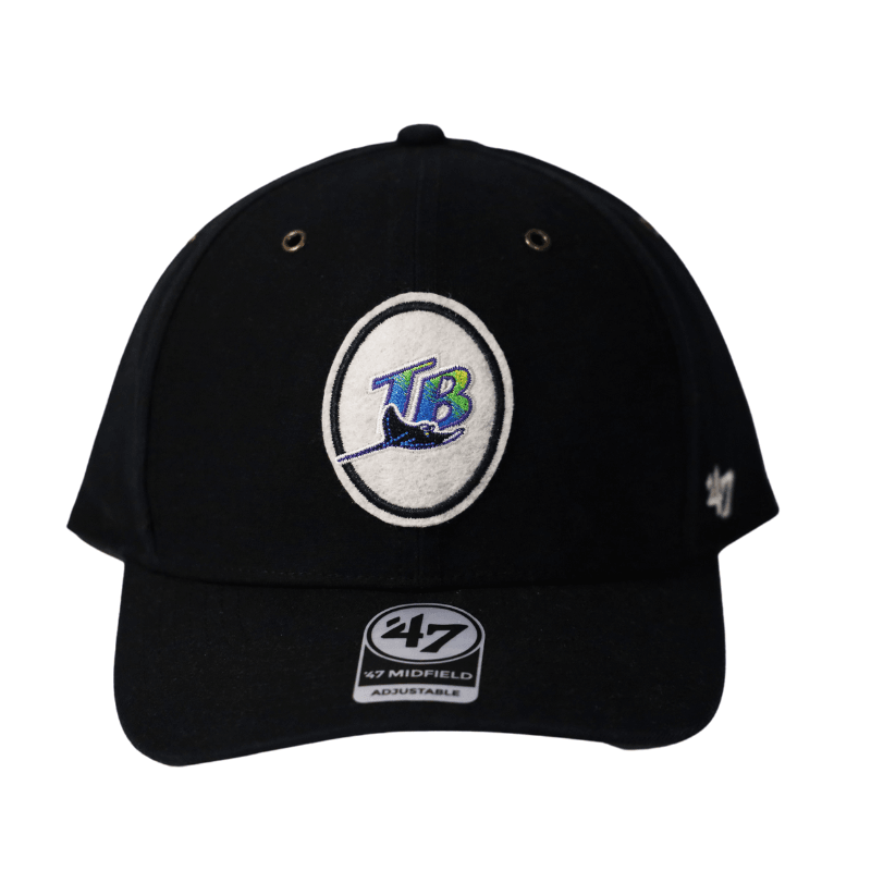 RAYS BLACK COOPERSTOWN '47 BRAND MIDFIELD ADJUSTABLE HAT - The Bay Republic | Team Store of the Tampa Bay Rays & Rowdies