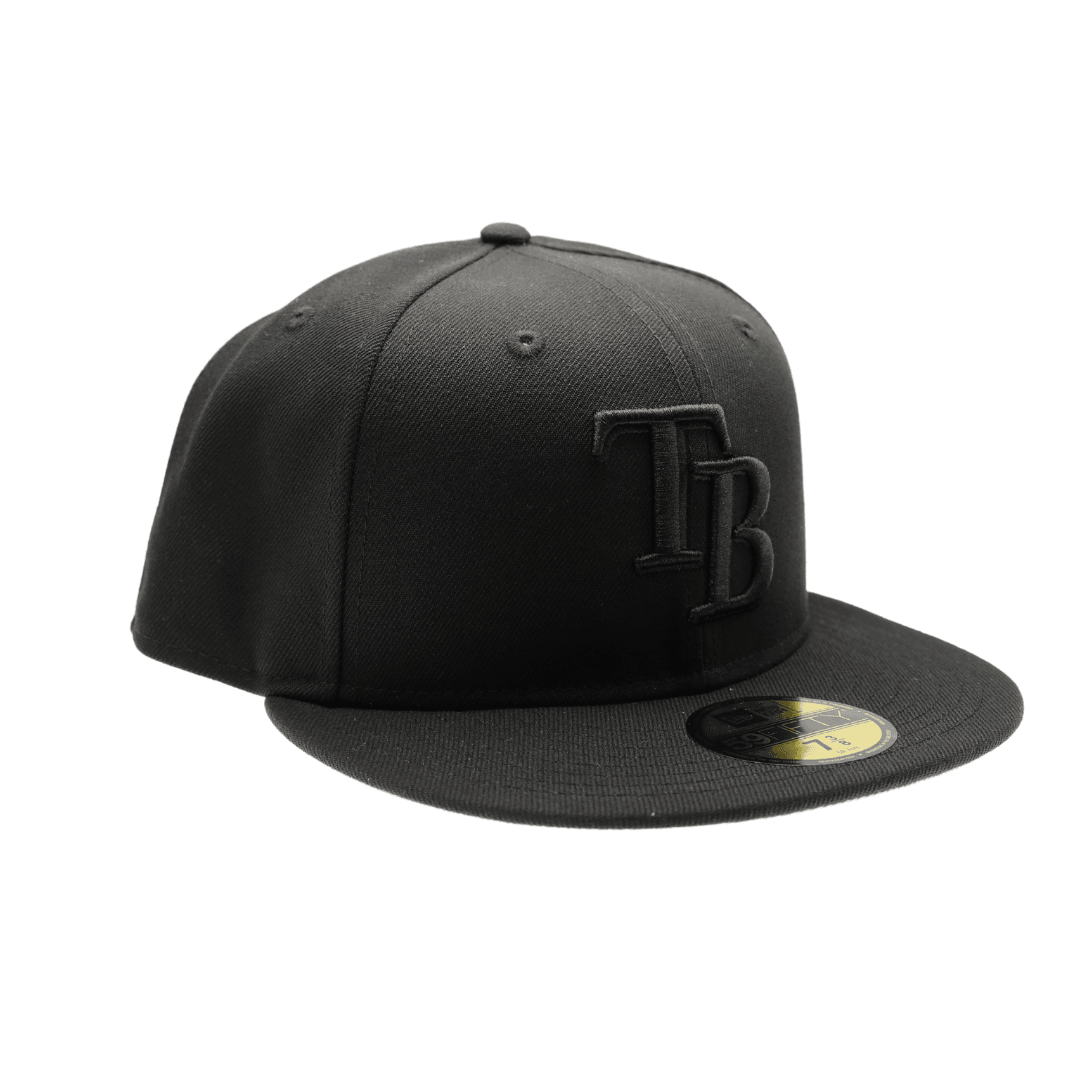 Rays New Era Black on Black TB 59Fifty Fitted Hat The Bay Republic