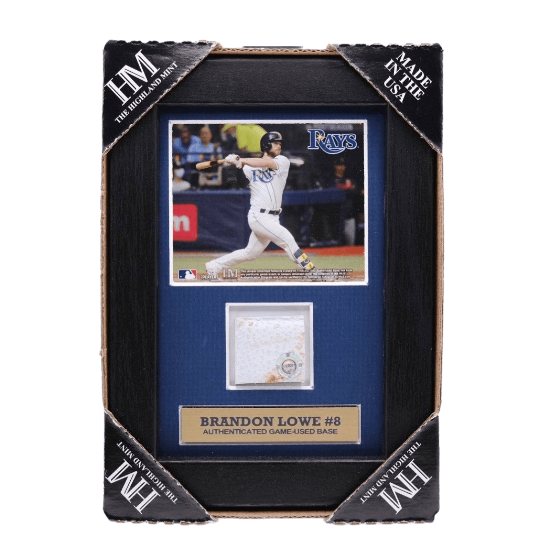 RAYS BRANDON LOWE AUTHENTIC GAME-USED BASE PIECE DISPLAY - The Bay Republic | Team Store of the Tampa Bay Rays & Rowdies