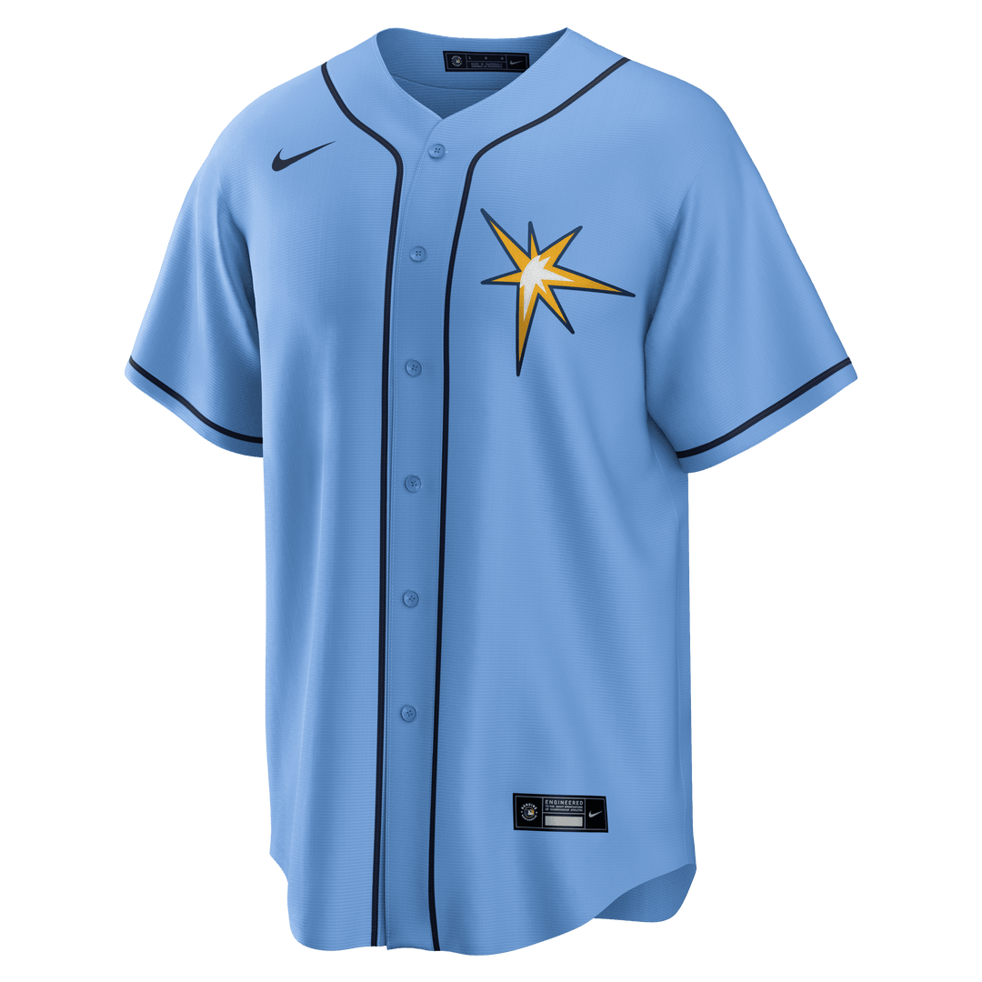 RAYS COLUMBIA BLUE BURST REPLICA YOUTH JERSEY - The Bay Republic | Team Store of the Tampa Bay Rays & Rowdies