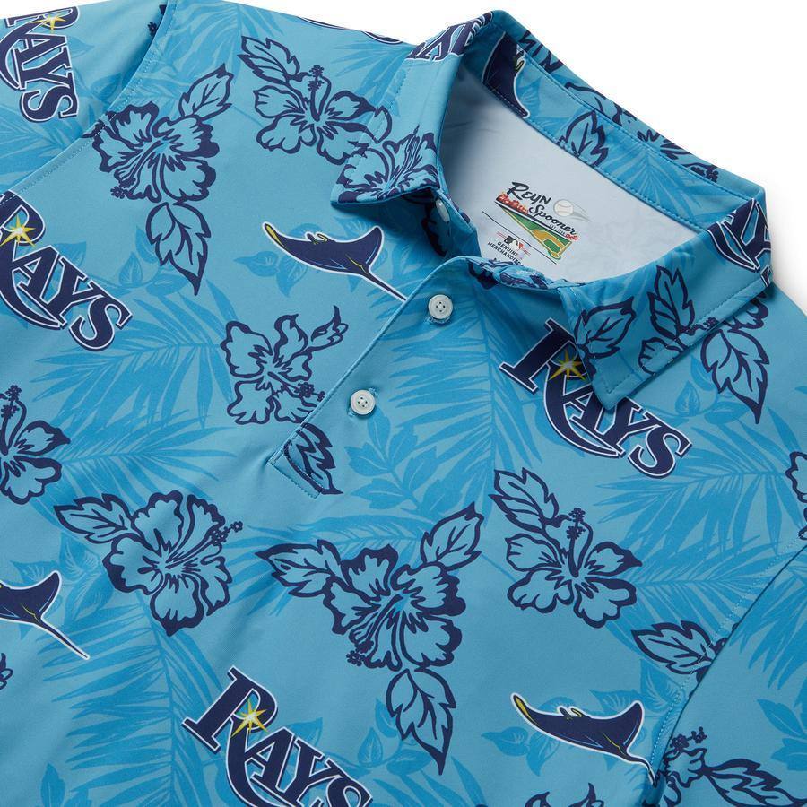 RAYS COLUMBIA BLUE MEN PUA PERFORMANCE POLO - The Bay Republic | Team Store of the Tampa Bay Rays & Rowdies