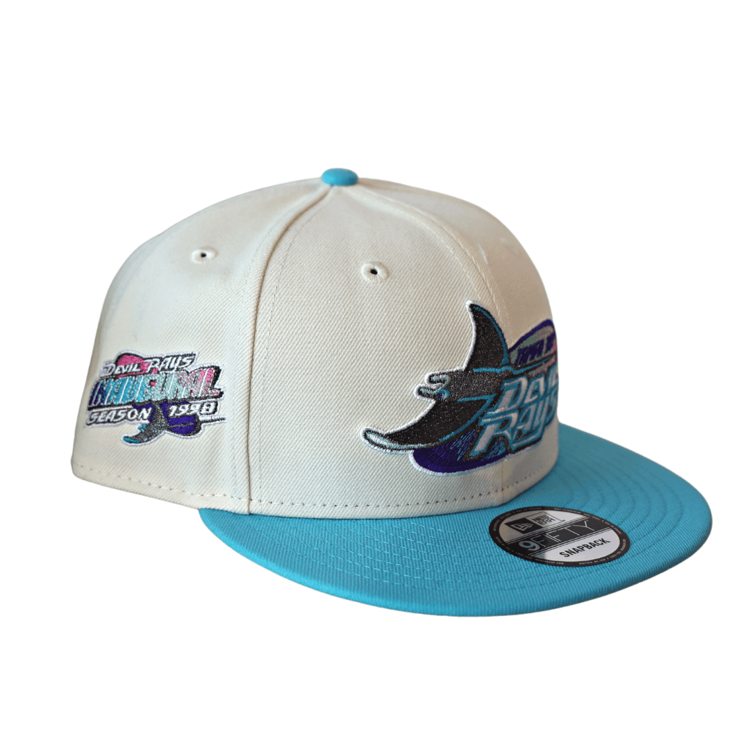 RAYS CREAM & TEAL DEVIL RAYS INAUGURAL SEASON PATCH 9FIFTY NEW ERA SNAPBACK HAT - The Bay Republic | Team Store of the Tampa Bay Rays & Rowdies