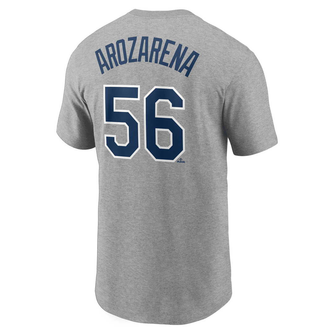 RAYS GREY RANDY AROZARENA NAME AND NUMBER T-SHIRT - The Bay Republic | Team Store of the Tampa Bay Rays & Rowdies