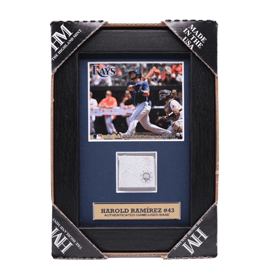 RAYS HAROLD RAMIREZ AUTHENTIC GAME-USED BASE PIECE DISPLAY - The Bay Republic | Team Store of the Tampa Bay Rays & Rowdies