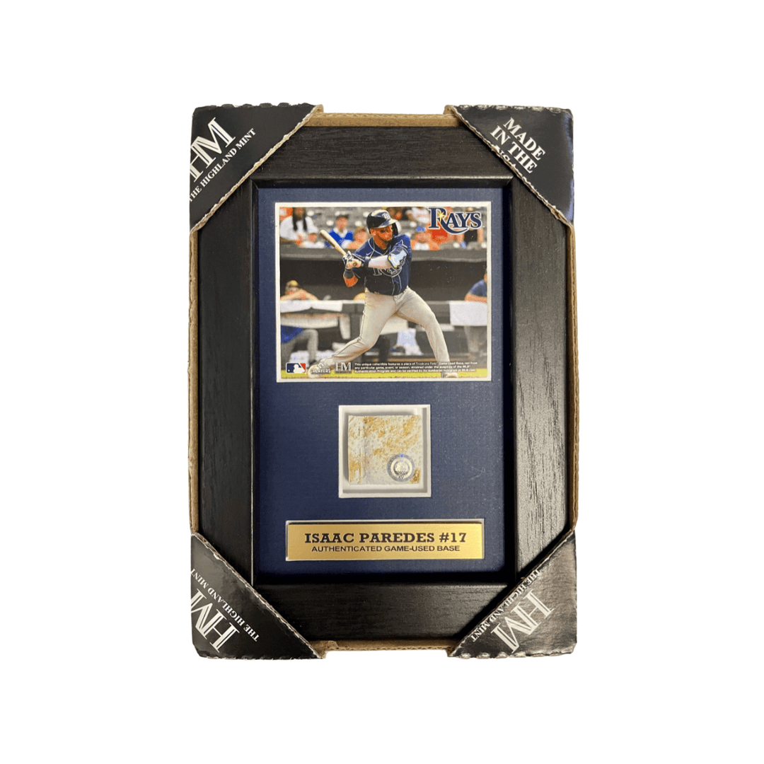 RAYS ISAAC PAREDES AUTHENTIC GAME-USED BASE PIECE DISPLAY - The Bay Republic | Team Store of the Tampa Bay Rays & Rowdies