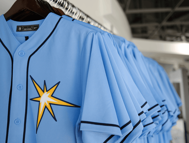 RAYS MEN’S COLUMBIA BLUE BURST REPLICA JERSEY - The Bay Republic | Team Store of the Tampa Bay Rays & Rowdies