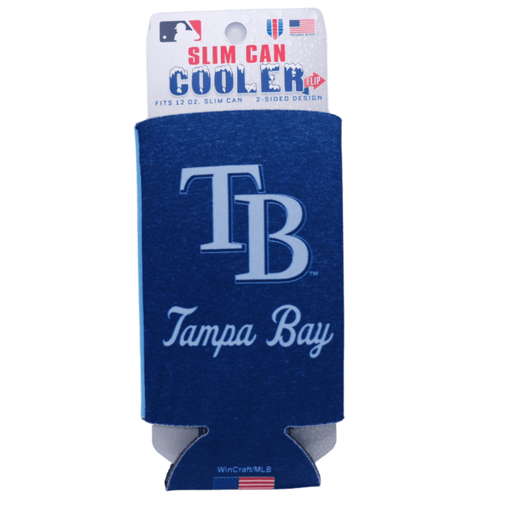 RAYS NAVY AND LIGHT BLUE TB LOGO SLIM CAN KOOZIE - The Bay Republic | Team Store of the Tampa Bay Rays & Rowdies