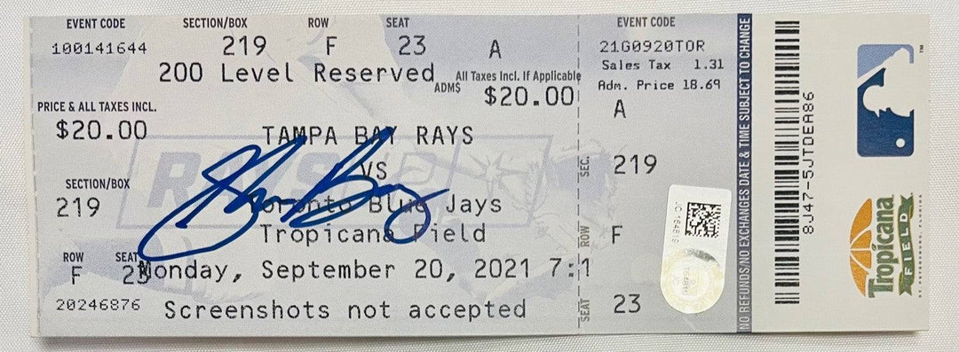 RAYS SHANE BAZ AUTOGRAPHED MLB DEBUT GAME TICKET - The Bay Republic | Team Store of the Tampa Bay Rays & Rowdies