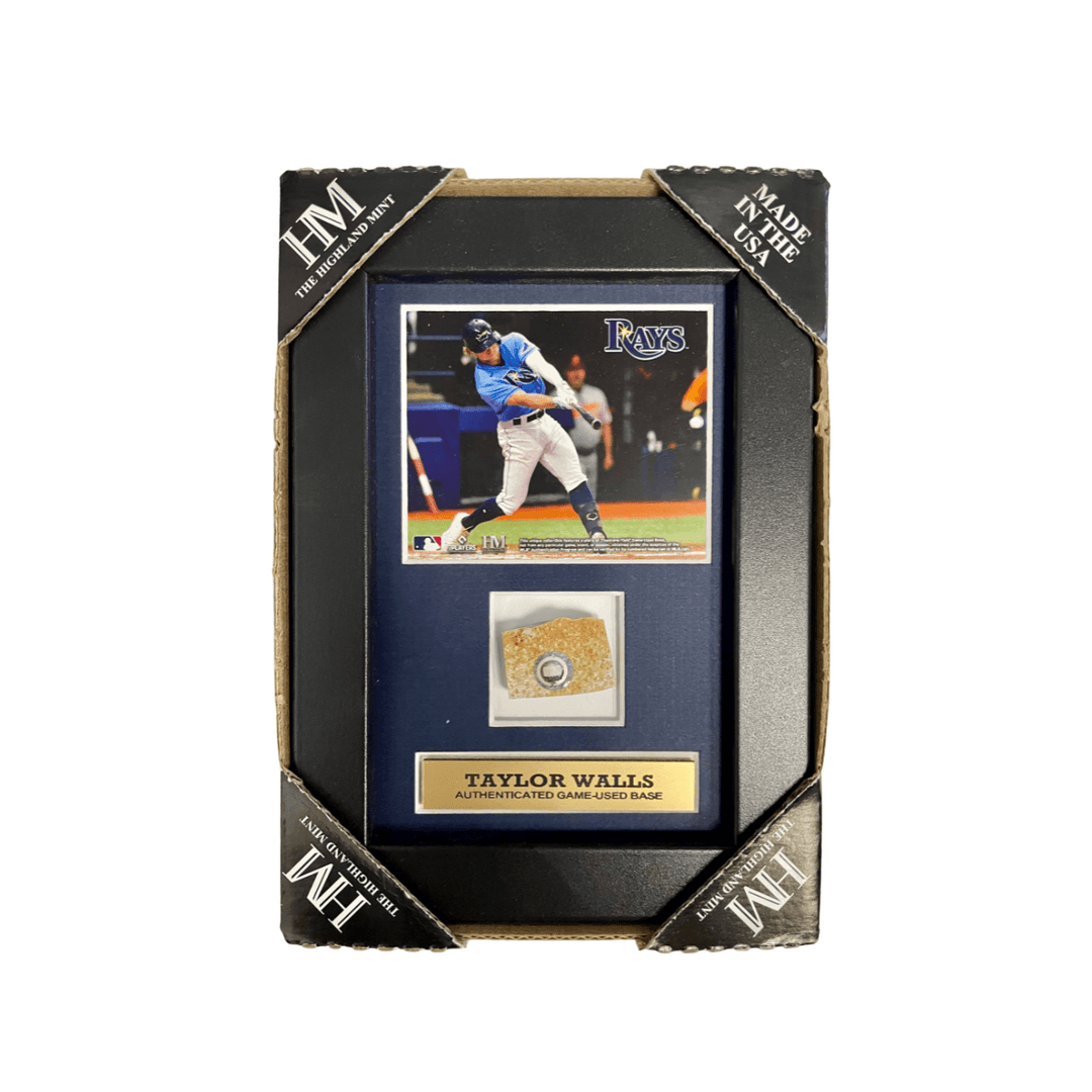 RAYS TAYLOR WALLS AUTHENTIC GAME-USED BASE PIECE DISPLAY - The Bay Republic | Team Store of the Tampa Bay Rays & Rowdies