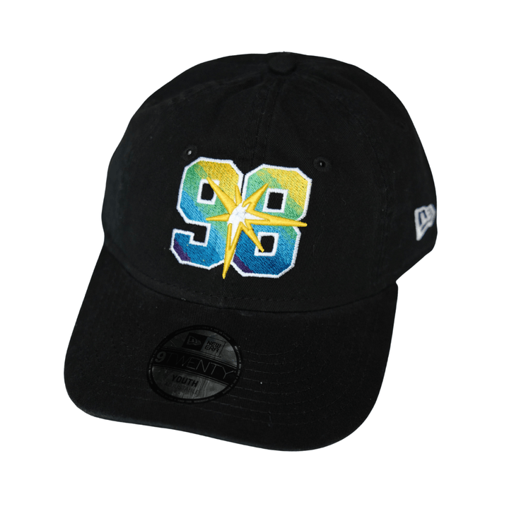 RAYS YOUTH BLACK 98 NEW ERA 9TWENTY ADJUSTABLE CAP - The Bay Republic | Team Store of the Tampa Bay Rays & Rowdies