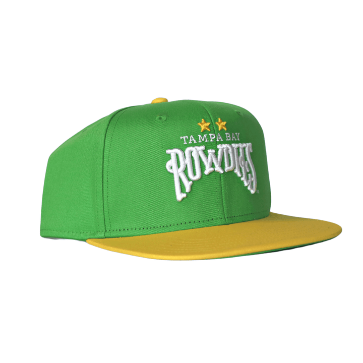ROWDIES GREEN AND YELLOW TWO STAR SPORTIQE SNAPBACK HAT - The Bay Republic | Team Store of the Tampa Bay Rays & Rowdies