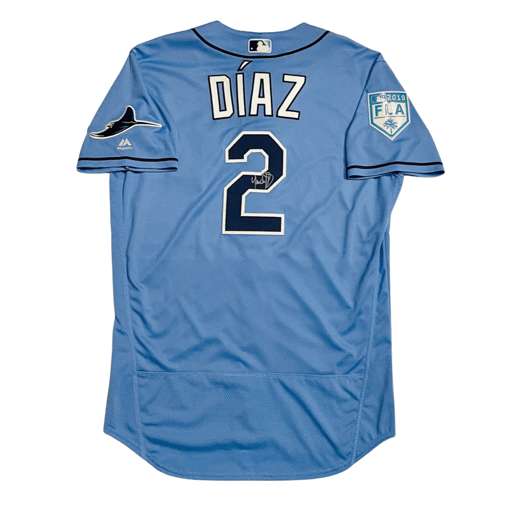 Rays Yandy Diaz Team Issued Authentic Autographed Burst Jersey
