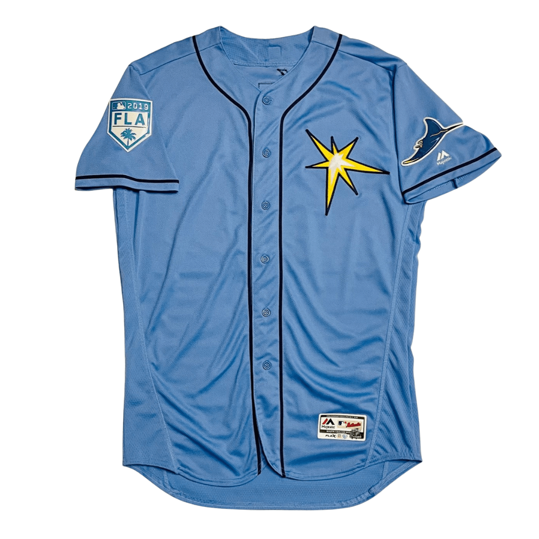 YANDY DIAZ TEAM ISSUED AUTHENTIC AUTOGRAPHED SPRING TRAINING BURST RAYS JERSEY - The Bay Republic | Team Store of the Tampa Bay Rays & Rowdies